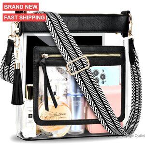Clear Stadium Crossbody Bag - PVC Waterproof Shoulder Purse 11x10.6